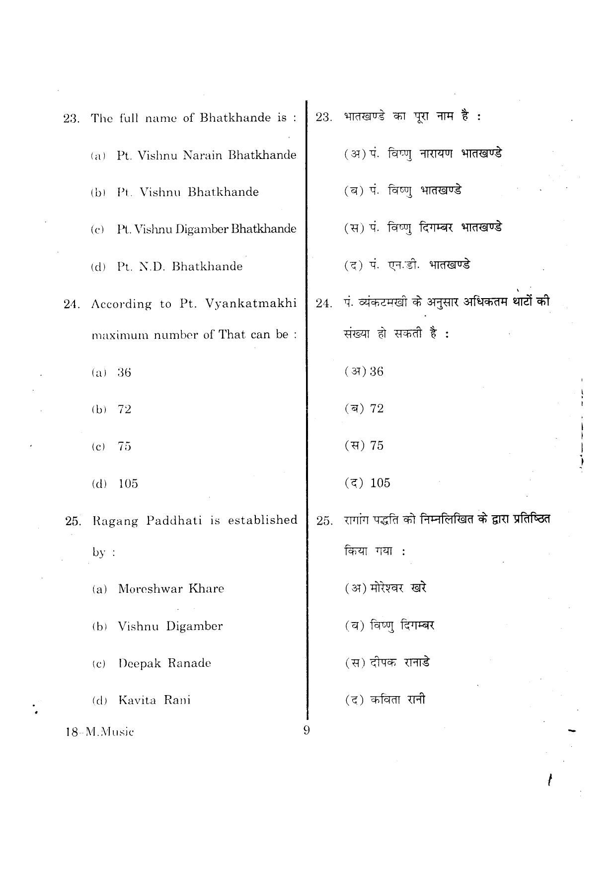 URATPG M-Mus 2013 Question Paper - Page 9