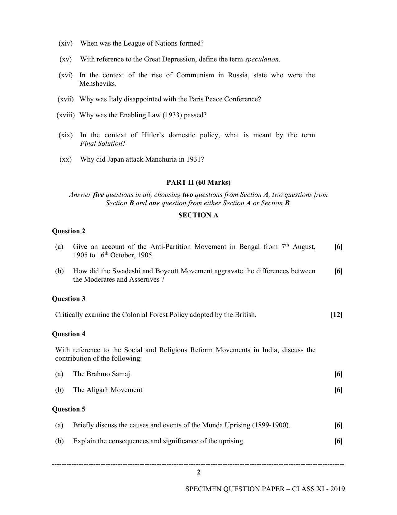 ISC Class 11 Specimen History Sample Papers 2023 - Page 2