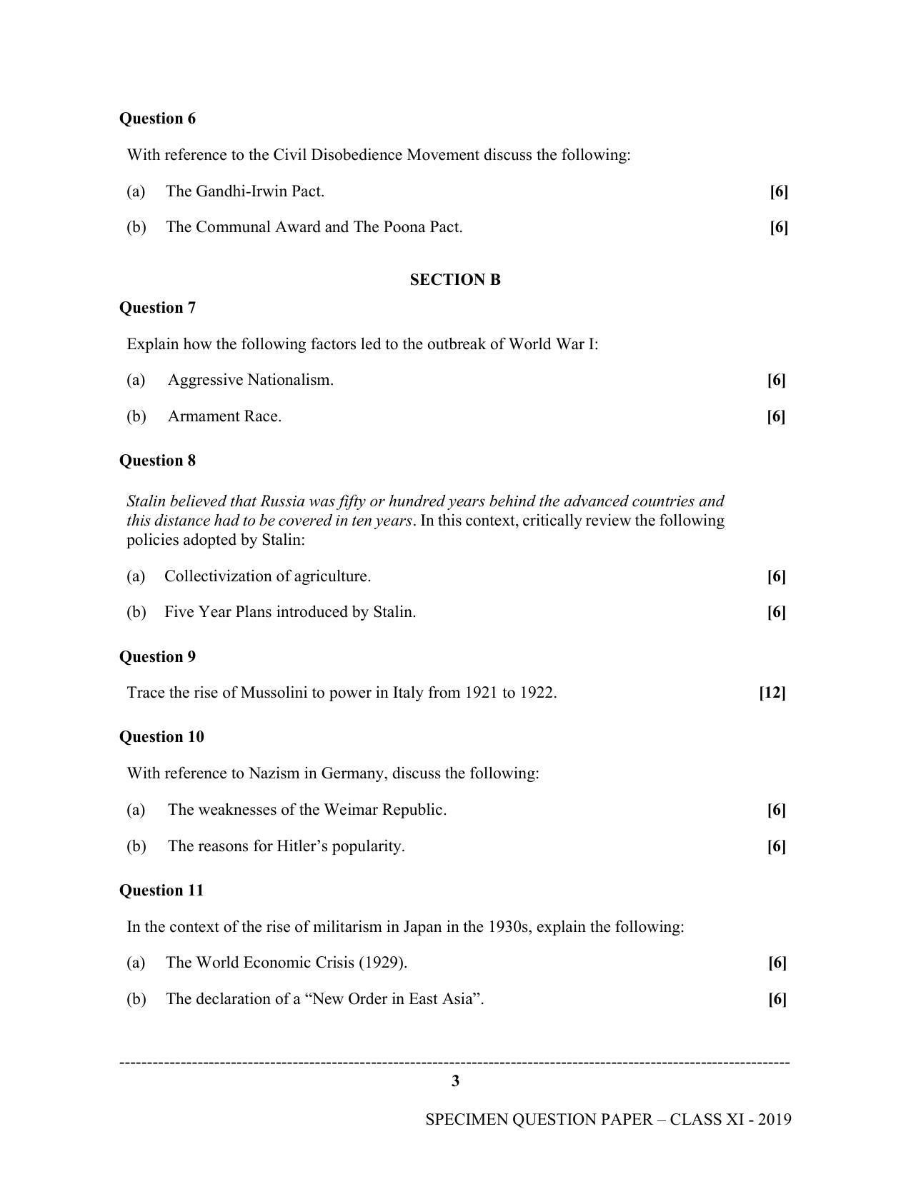ISC Class 11 Specimen History Sample Papers 2023 - Page 3
