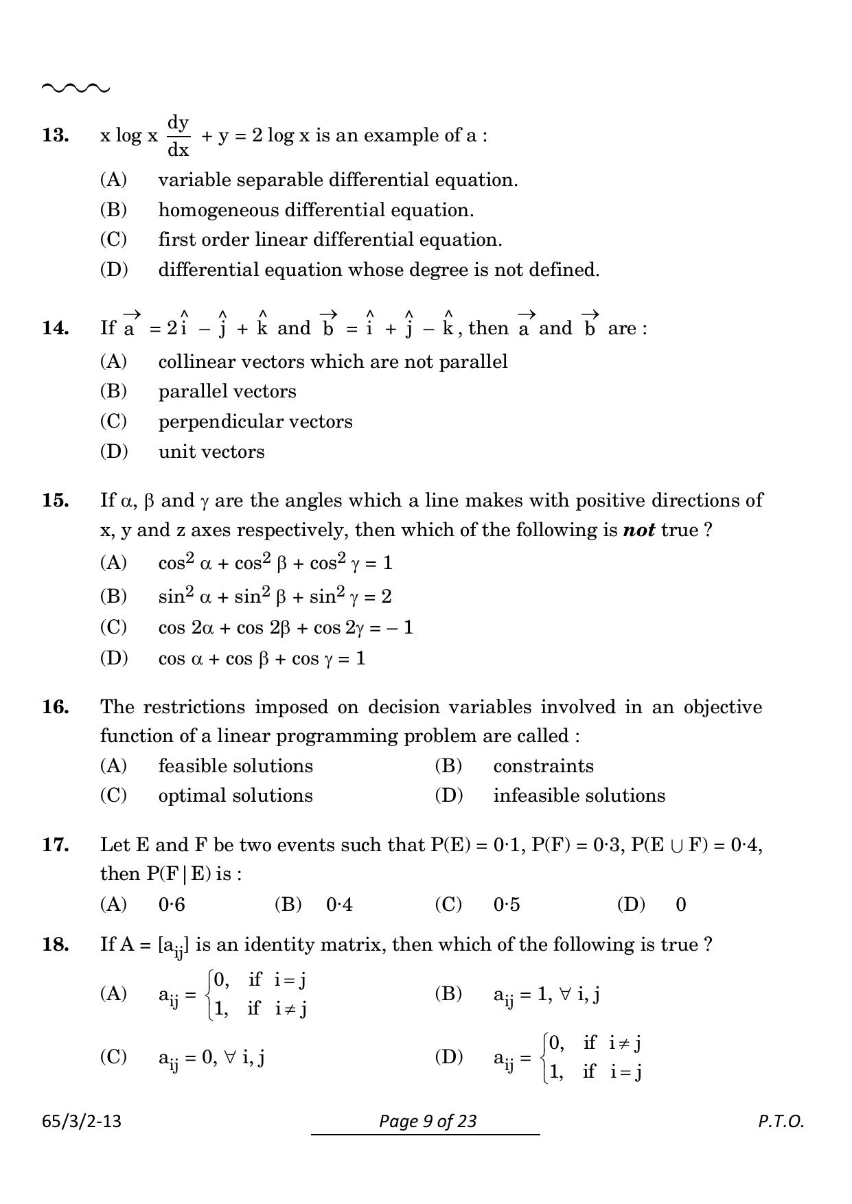 CBSE Class 12 65-3-2 Mathematics 2024 Question Paper - Page 9