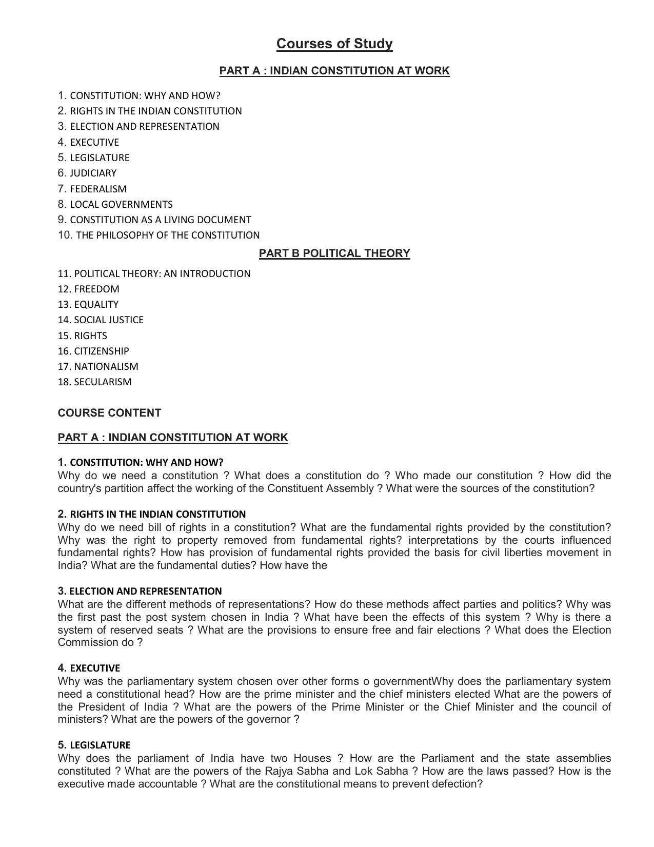HP Board Class 11th Syllabus for Political Science - Page 2