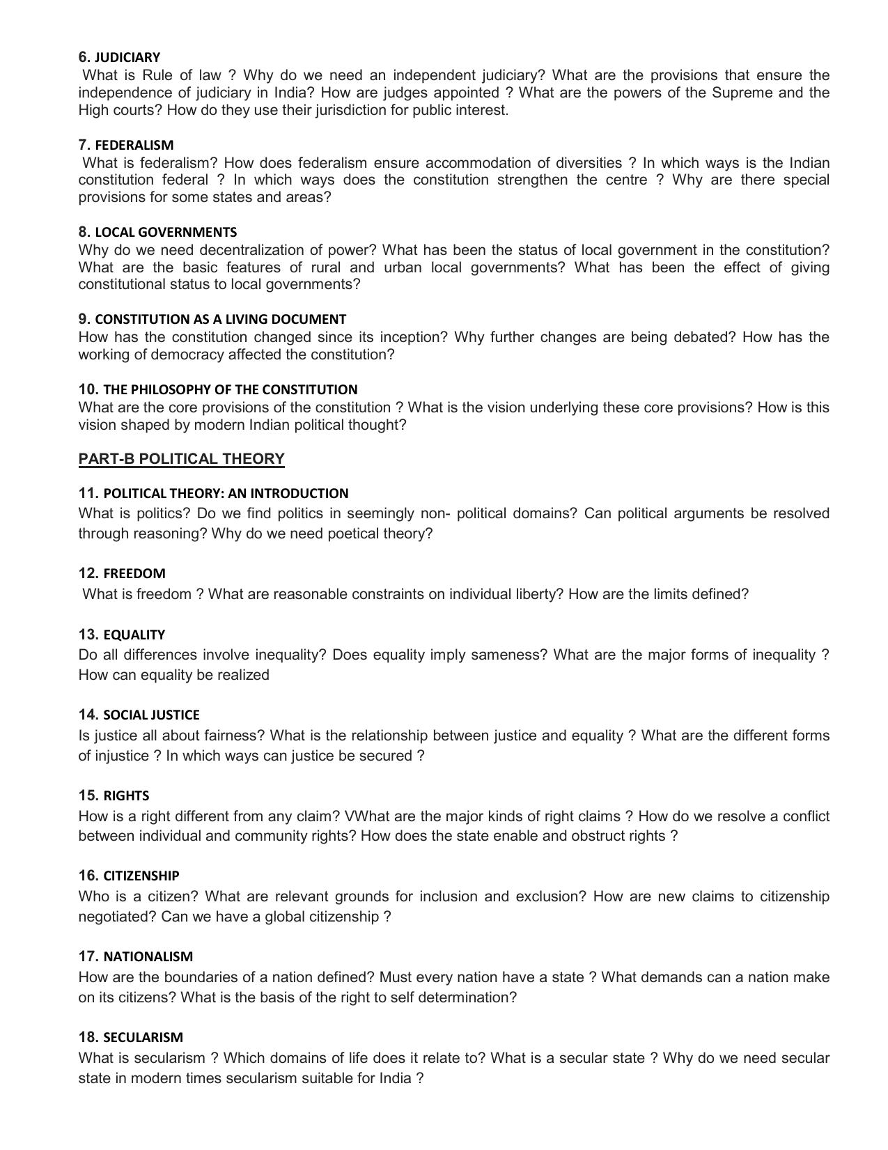 HP Board Class 11th Syllabus for Political Science - Page 3