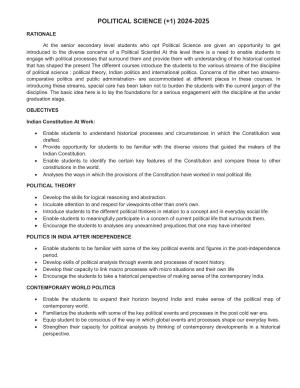 HP Board Class 11th Syllabus for Political Science