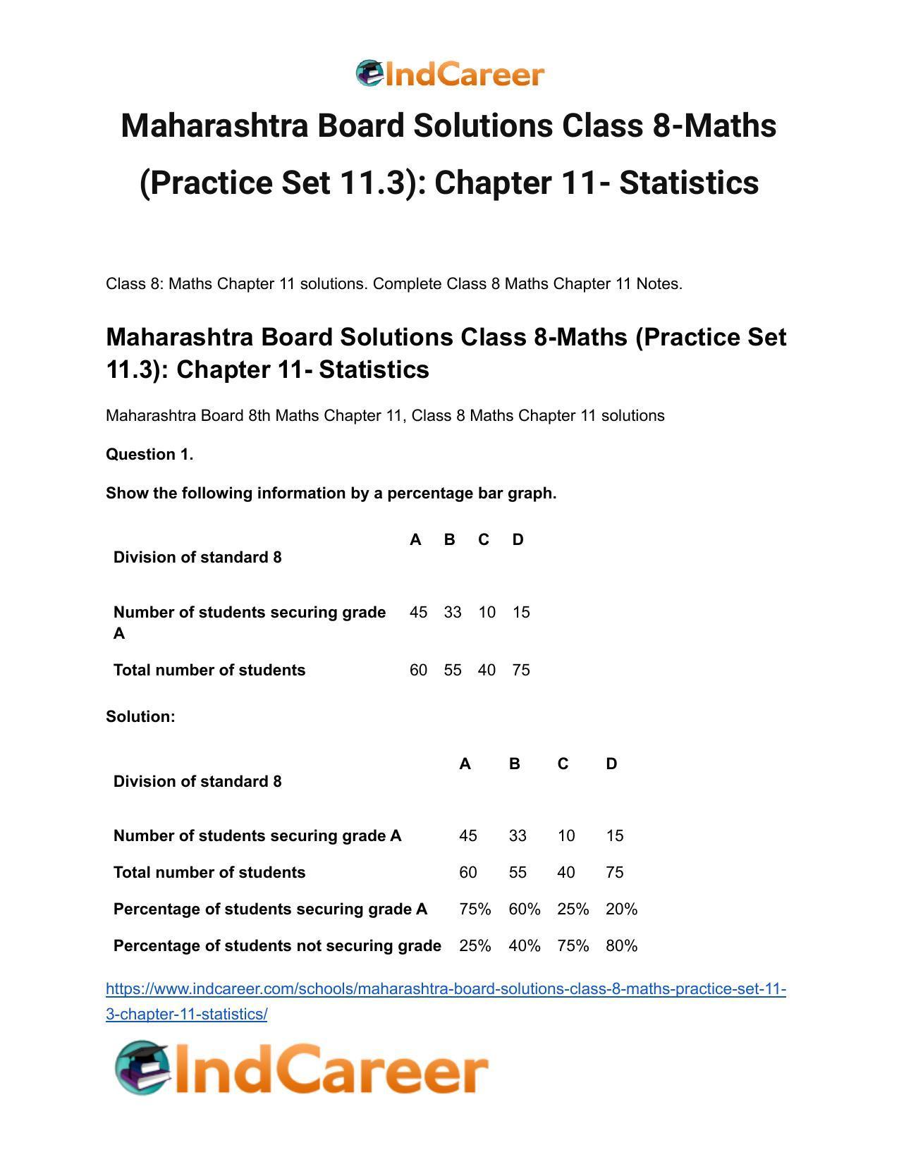 Maharashtra Board Solutions Class 8-Maths (Practice Set 11.3): Chapter 11- Statistics - Page 2