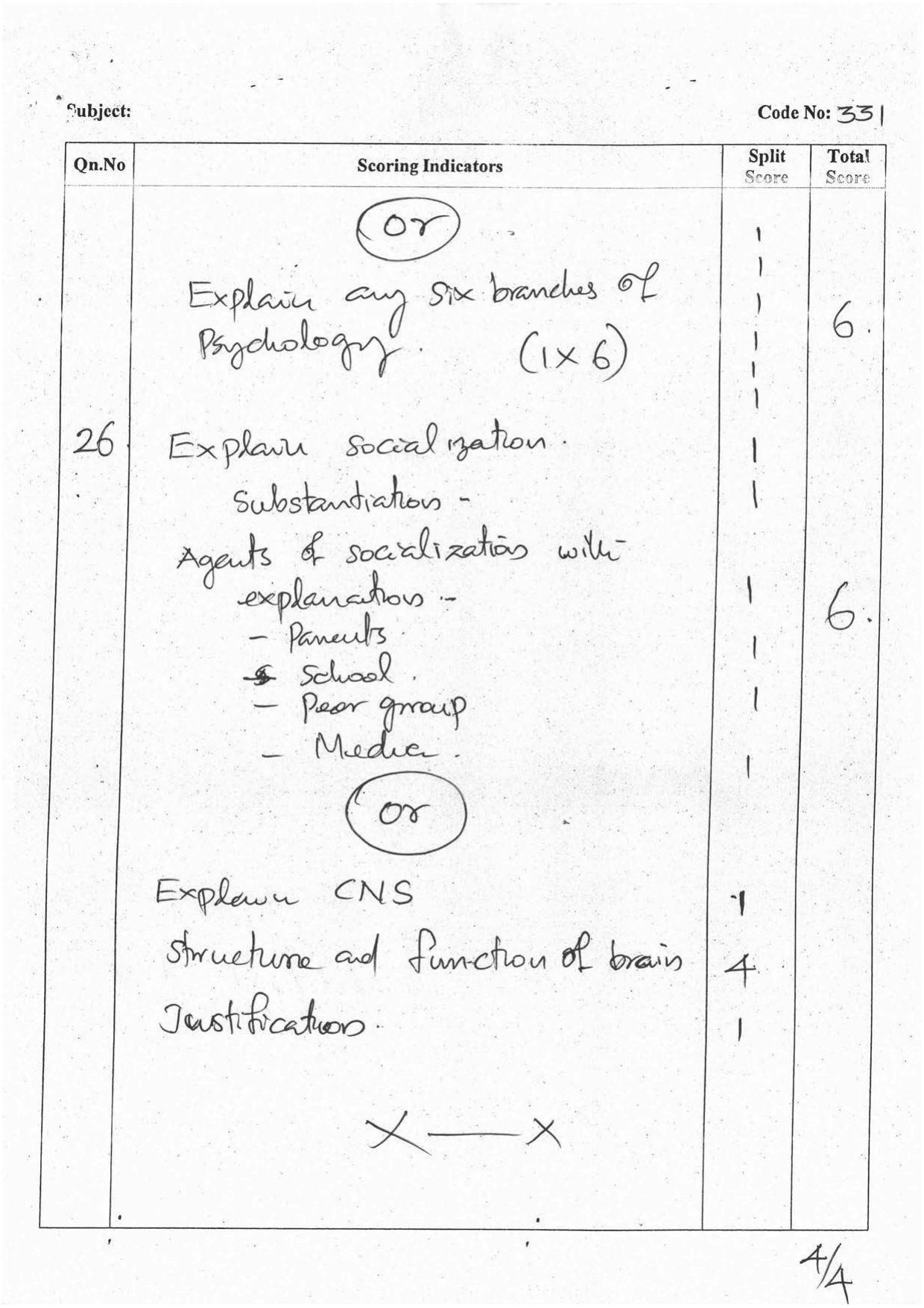 Kerala Plus One 2016 Psychology  Answer Key - Page 4