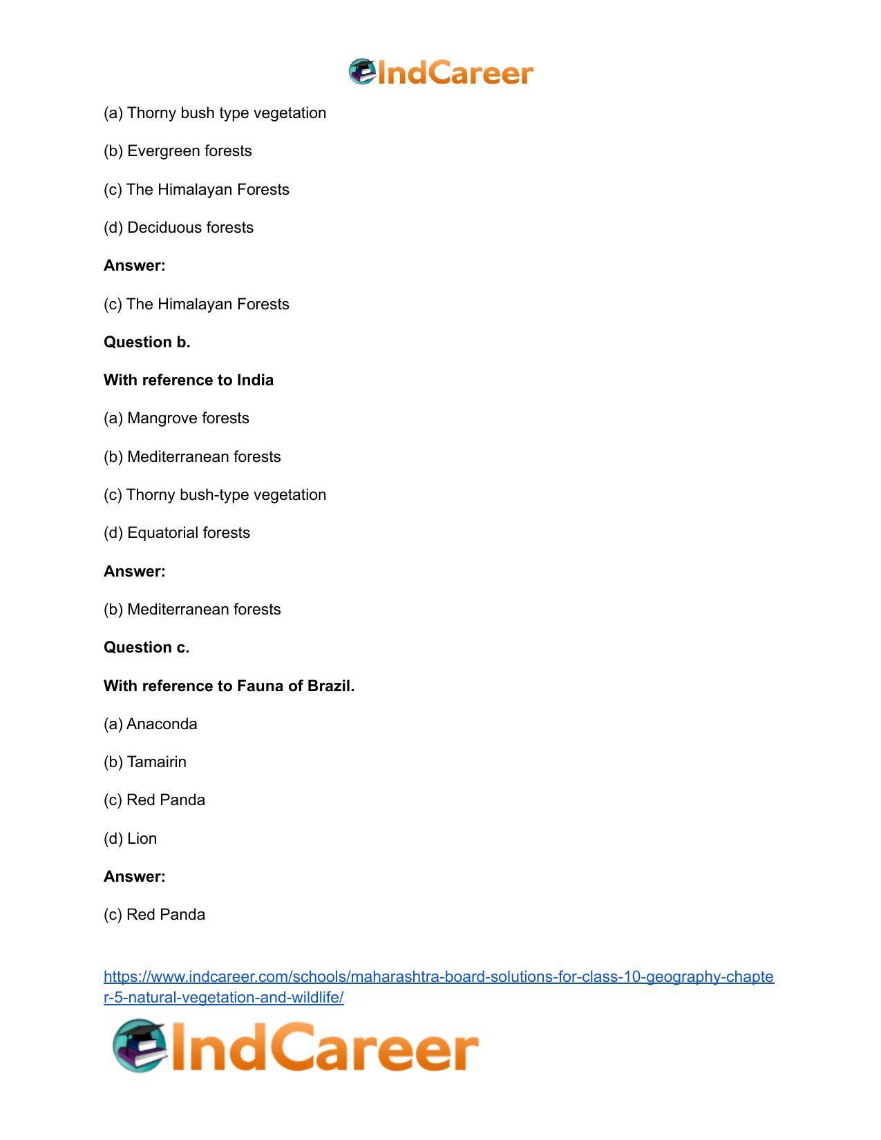 Maharashtra Board Solutions for Class 10- Geography: Chapter 5- Natural Vegetation and Wildlife - Page 4