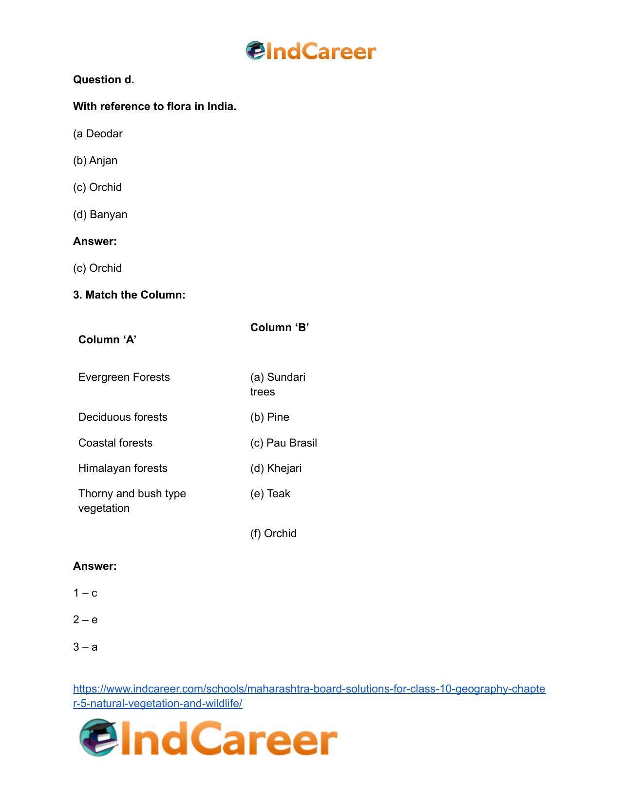 Maharashtra Board Solutions for Class 10- Geography: Chapter 5- Natural Vegetation and Wildlife - Page 5