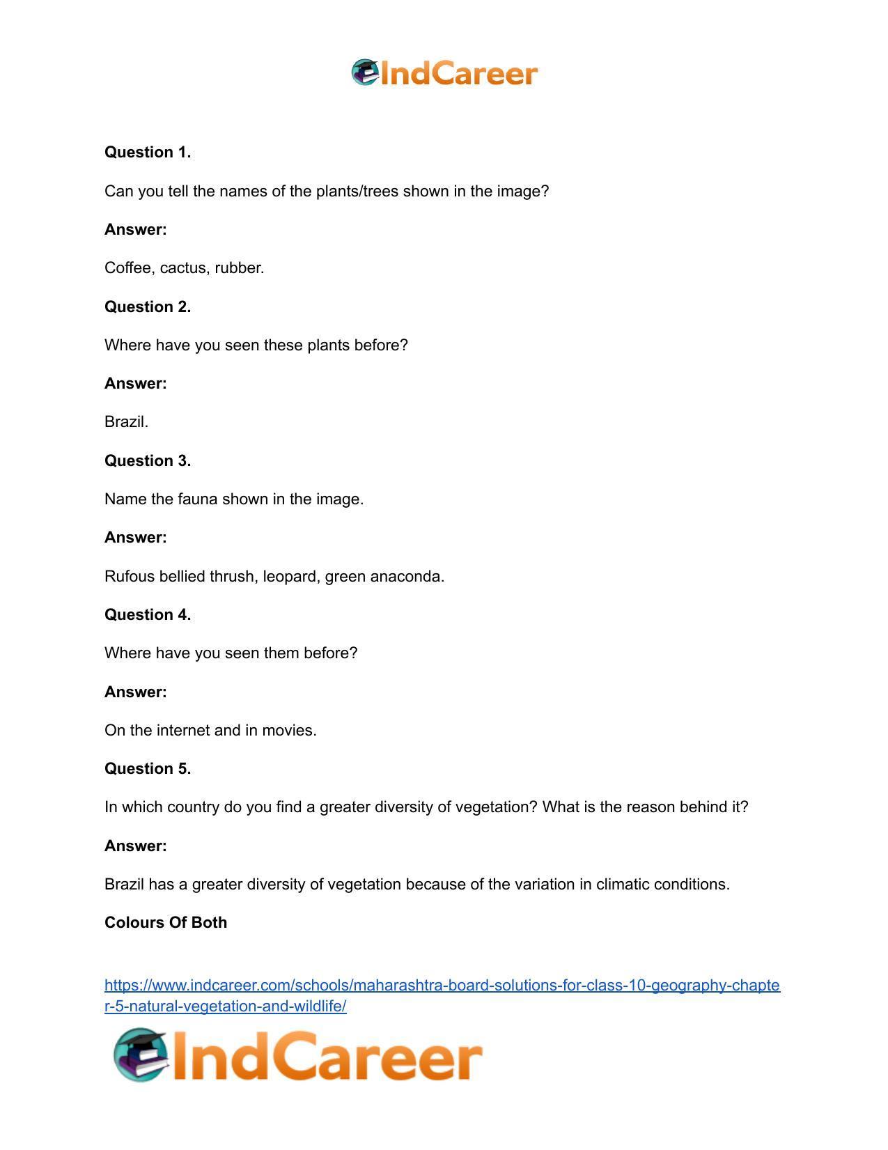 Maharashtra Board Solutions for Class 10- Geography: Chapter 5- Natural Vegetation and Wildlife - Page 11