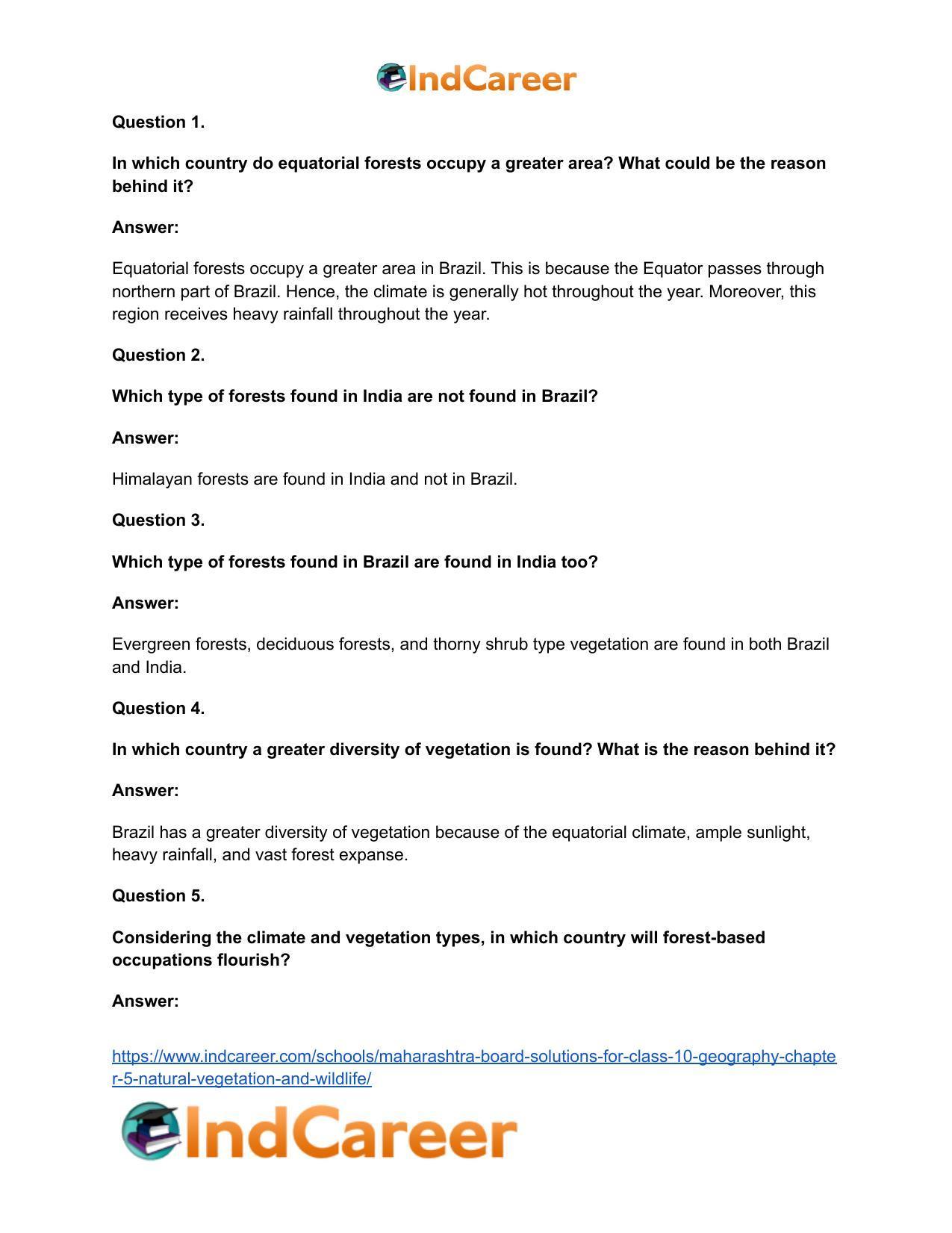 Maharashtra Board Solutions for Class 10- Geography: Chapter 5- Natural Vegetation and Wildlife - Page 12