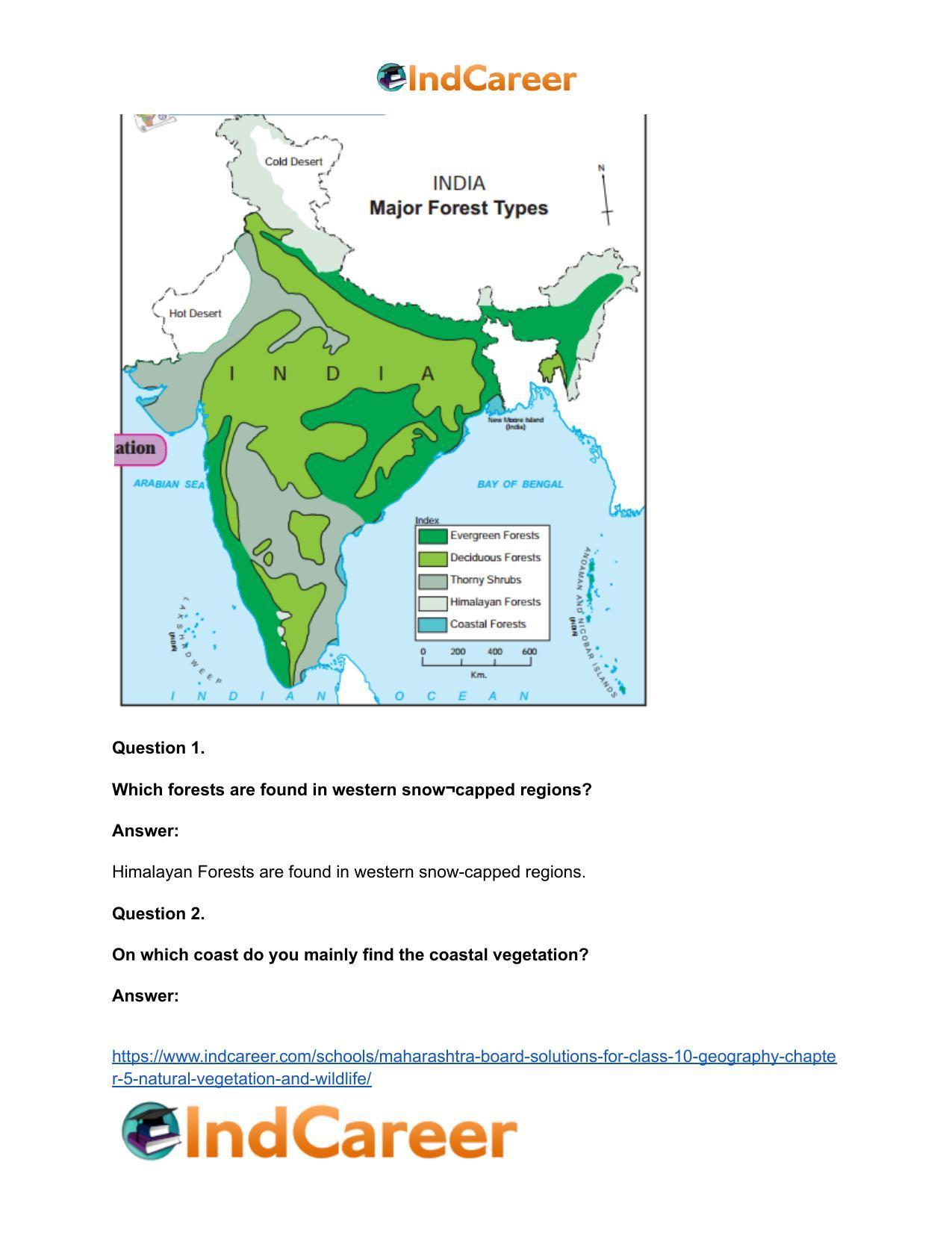 Maharashtra Board Solutions for Class 10- Geography: Chapter 5- Natural Vegetation and Wildlife - Page 17