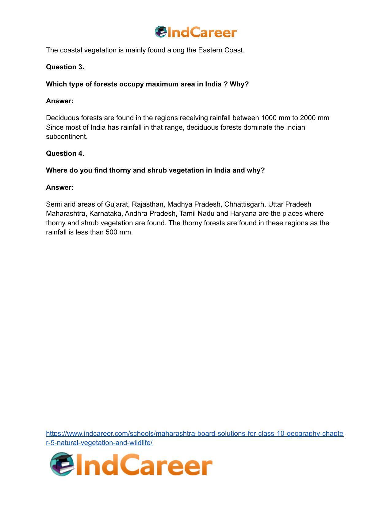 Maharashtra Board Solutions for Class 10- Geography: Chapter 5- Natural Vegetation and Wildlife - Page 18