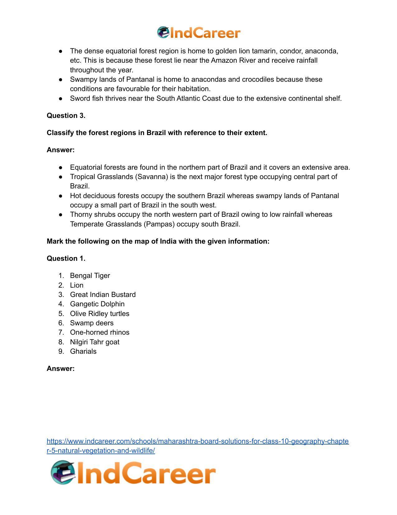 Maharashtra Board Solutions for Class 10- Geography: Chapter 5- Natural Vegetation and Wildlife - Page 20