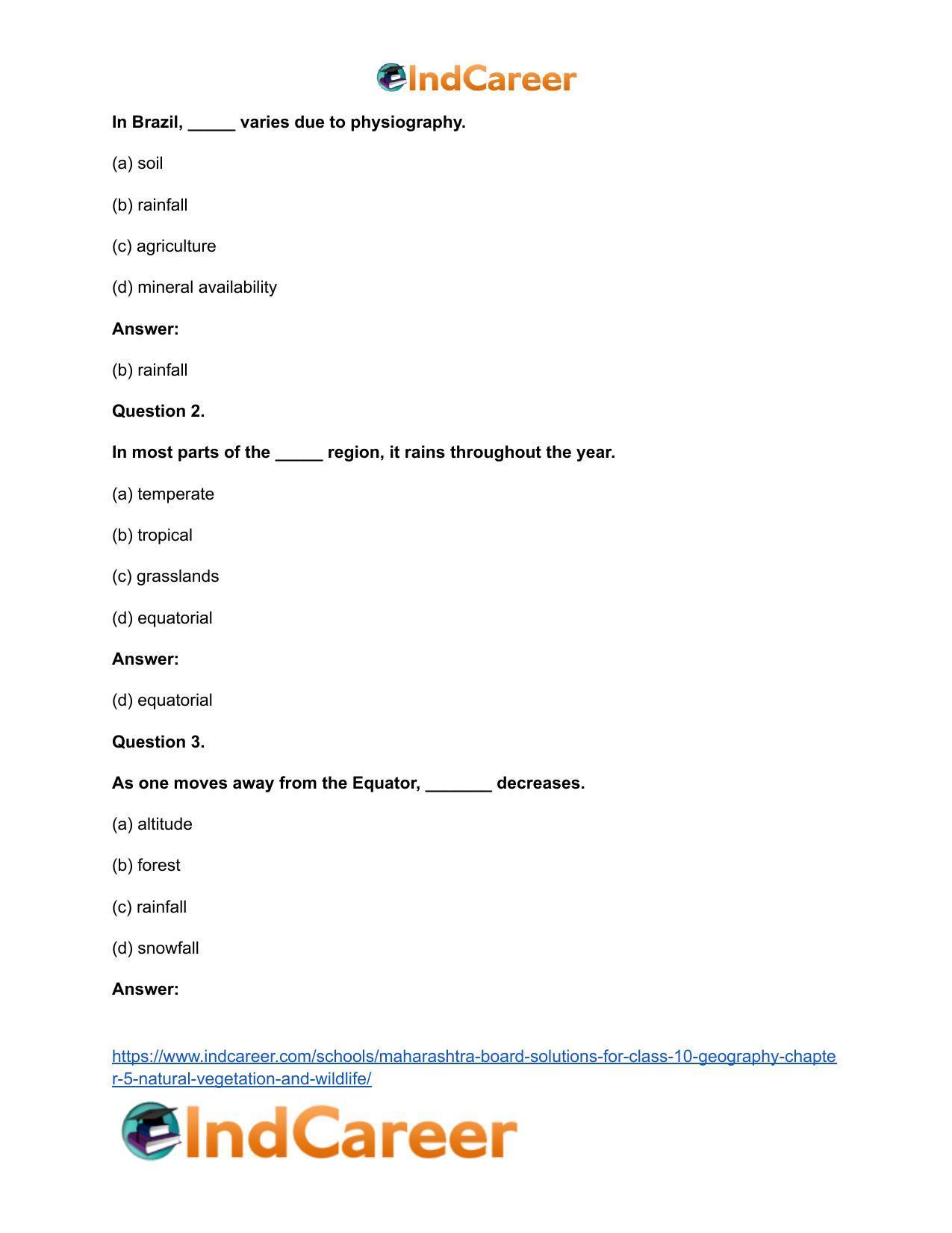 Maharashtra Board Solutions for Class 10- Geography: Chapter 5- Natural Vegetation and Wildlife - Page 22