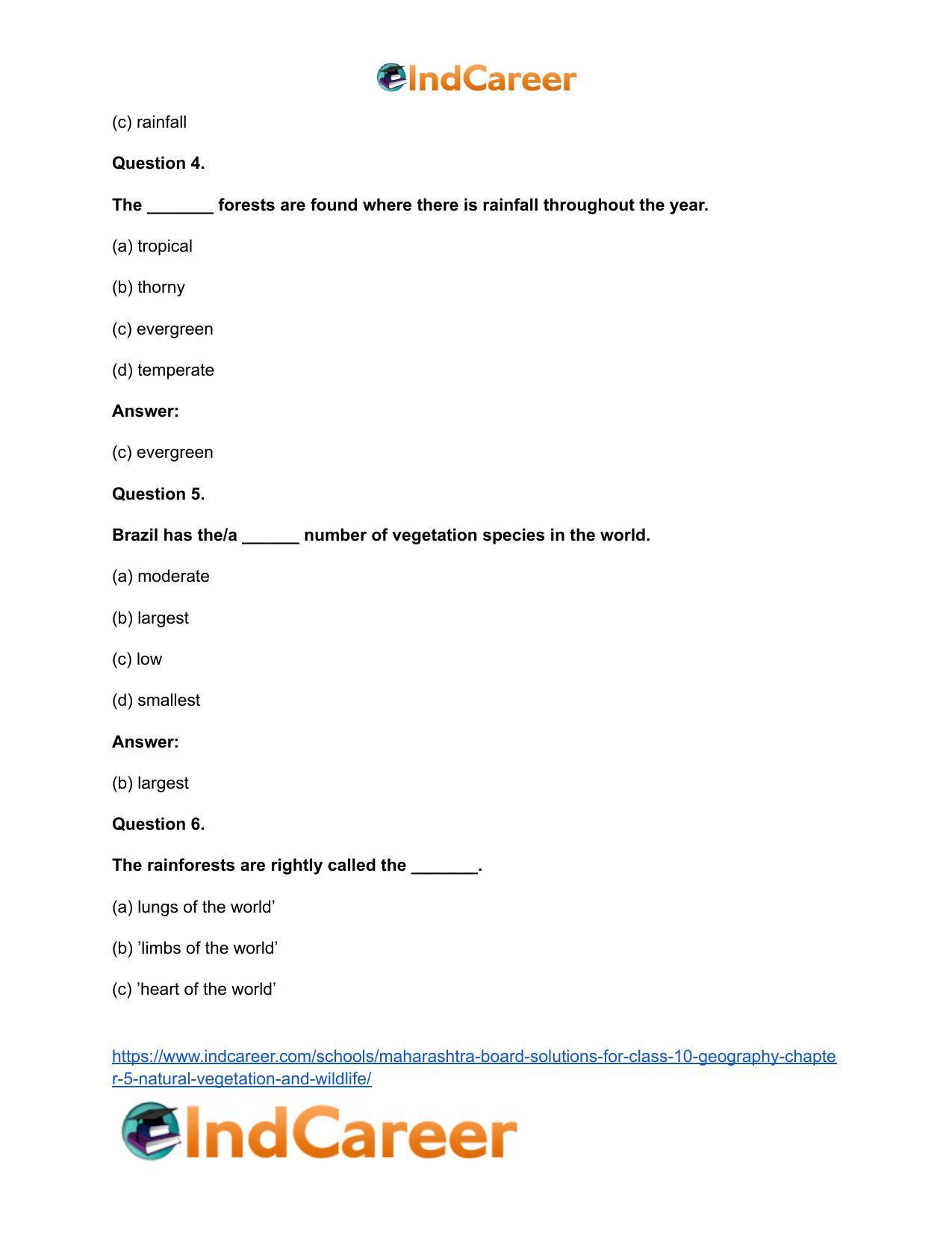 Maharashtra Board Solutions for Class 10- Geography: Chapter 5- Natural Vegetation and Wildlife - Page 23
