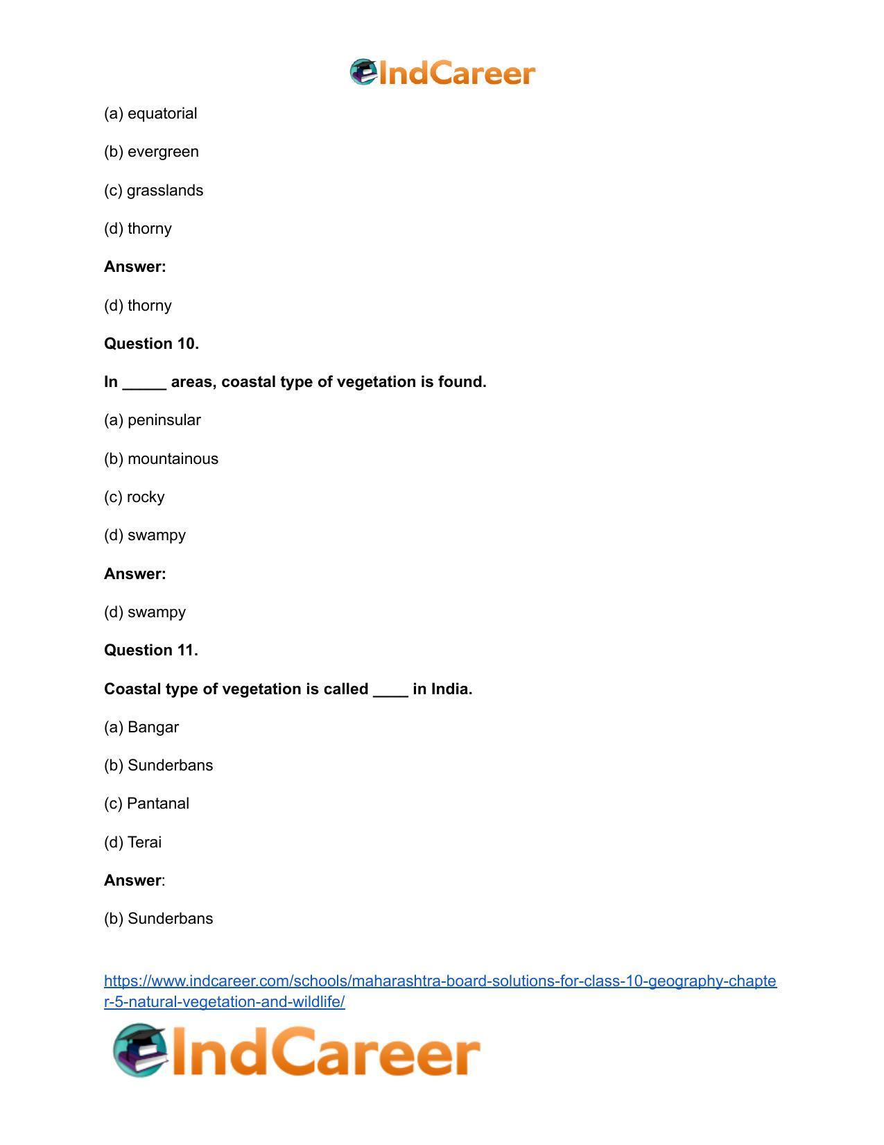 Maharashtra Board Solutions for Class 10- Geography: Chapter 5- Natural Vegetation and Wildlife - Page 25