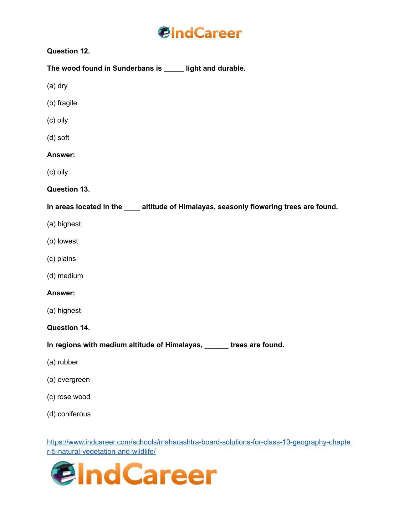 Maharashtra Board Solutions for Class 10- Geography: Chapter 5- Natural Vegetation and Wildlife - Page 26
