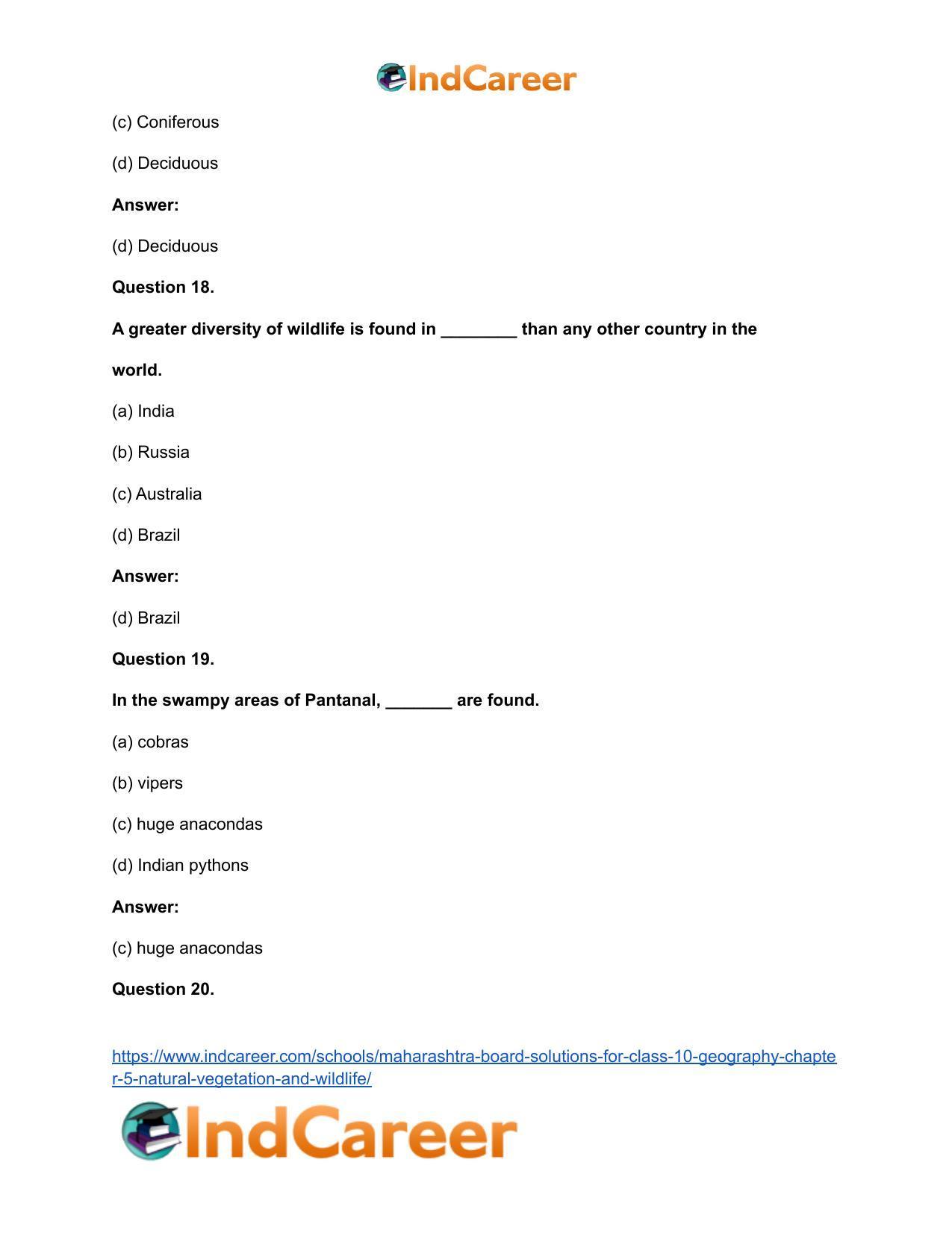 Maharashtra Board Solutions for Class 10- Geography: Chapter 5- Natural Vegetation and Wildlife - Page 28