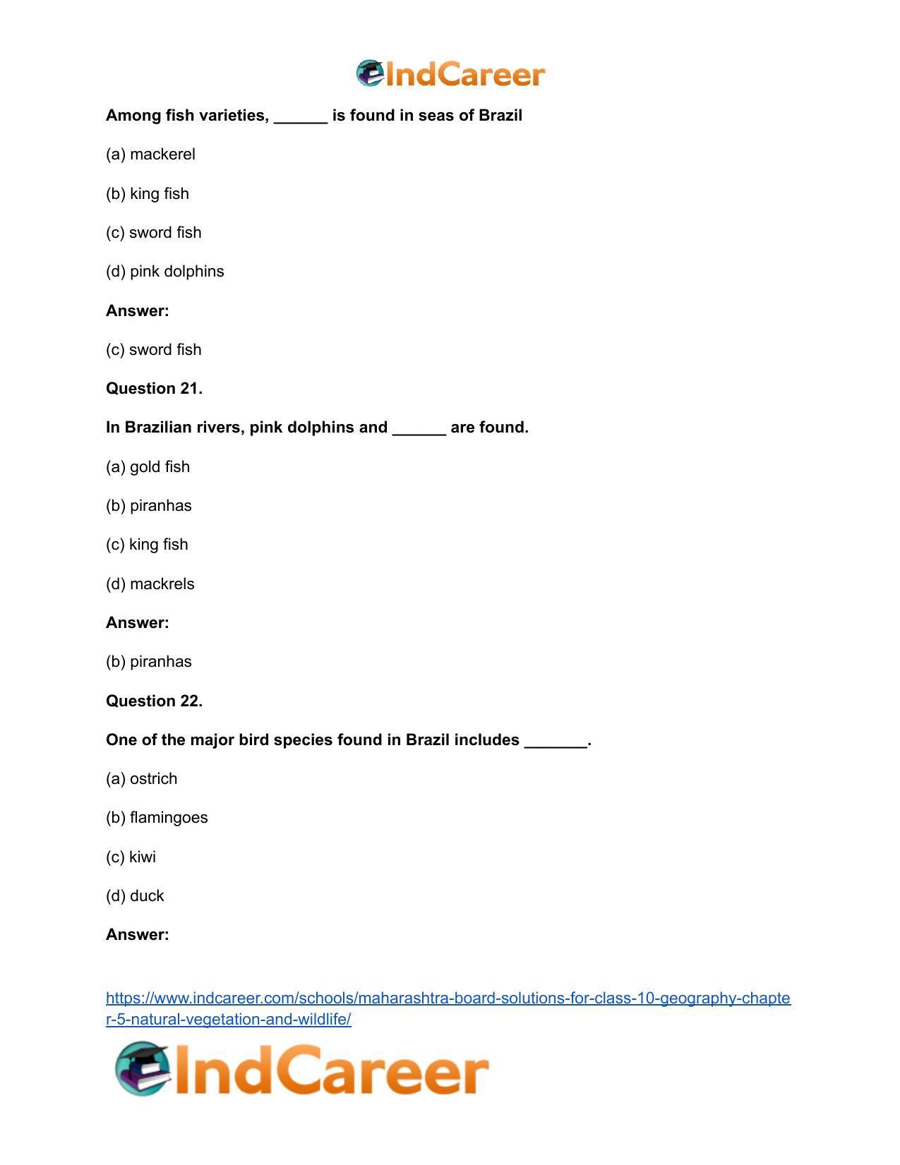 Maharashtra Board Solutions for Class 10- Geography: Chapter 5- Natural Vegetation and Wildlife - Page 29