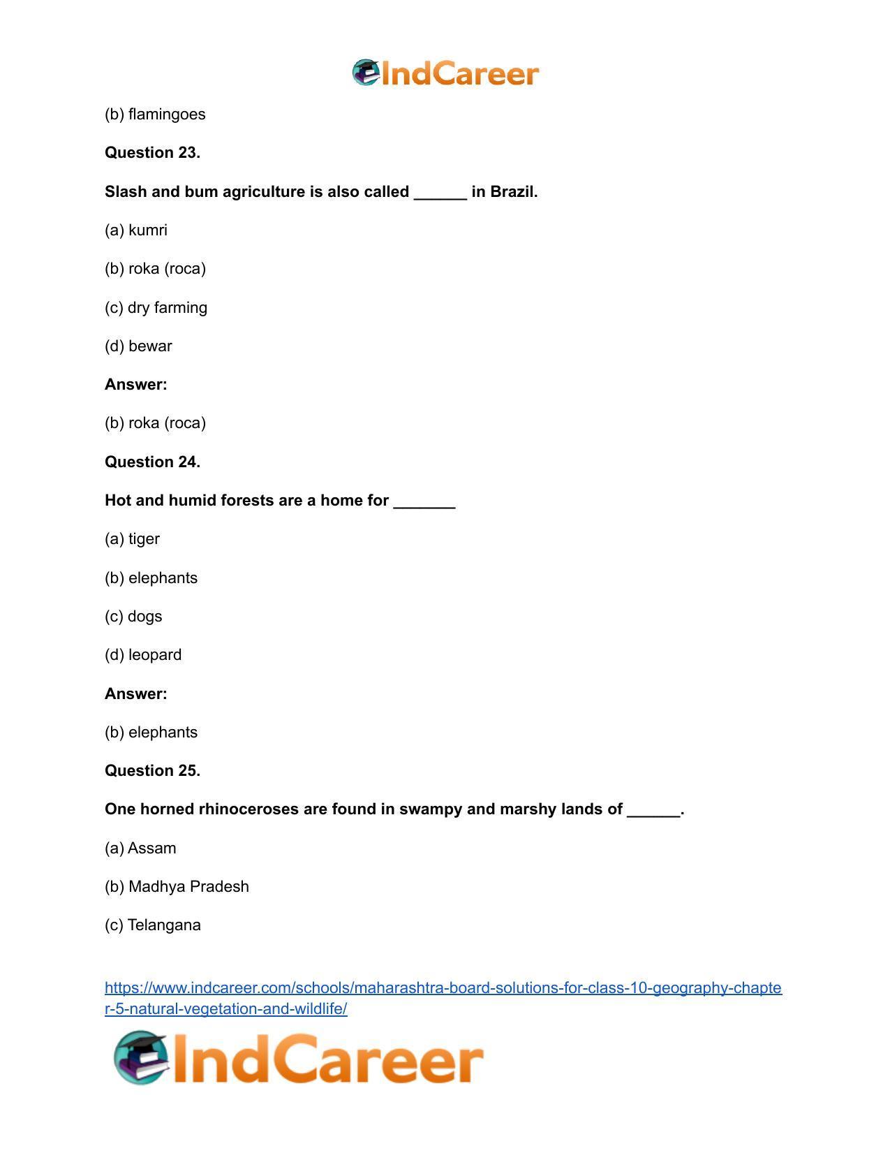 Maharashtra Board Solutions for Class 10- Geography: Chapter 5- Natural Vegetation and Wildlife - Page 30
