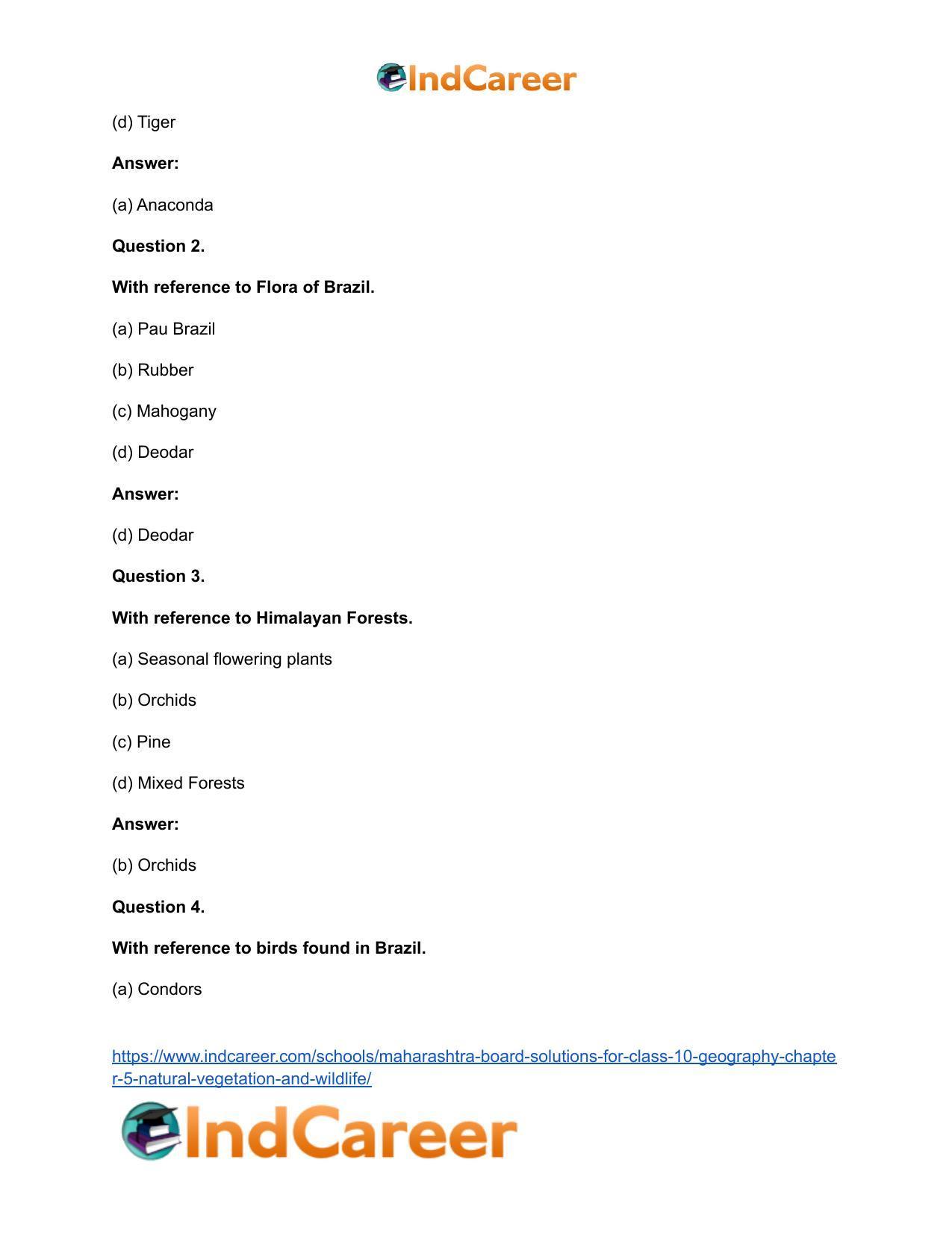 Maharashtra Board Solutions for Class 10- Geography: Chapter 5- Natural Vegetation and Wildlife - Page 34