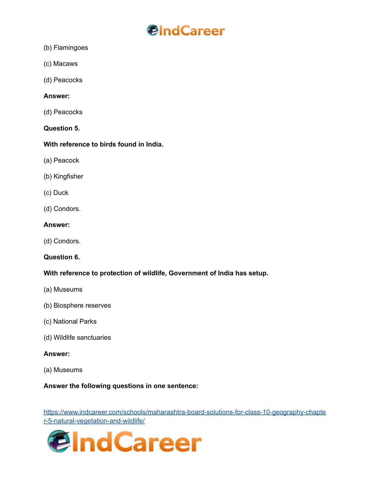 Maharashtra Board Solutions for Class 10- Geography: Chapter 5- Natural Vegetation and Wildlife - Page 35