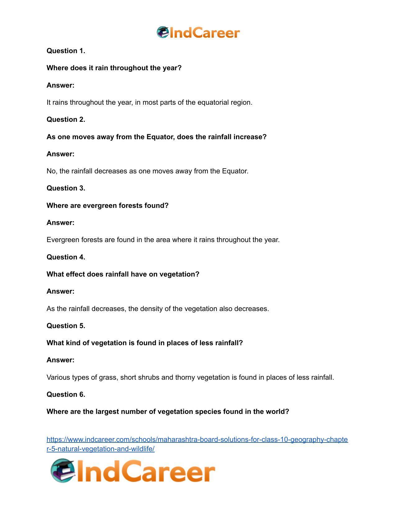 Maharashtra Board Solutions for Class 10- Geography: Chapter 5- Natural Vegetation and Wildlife - Page 36