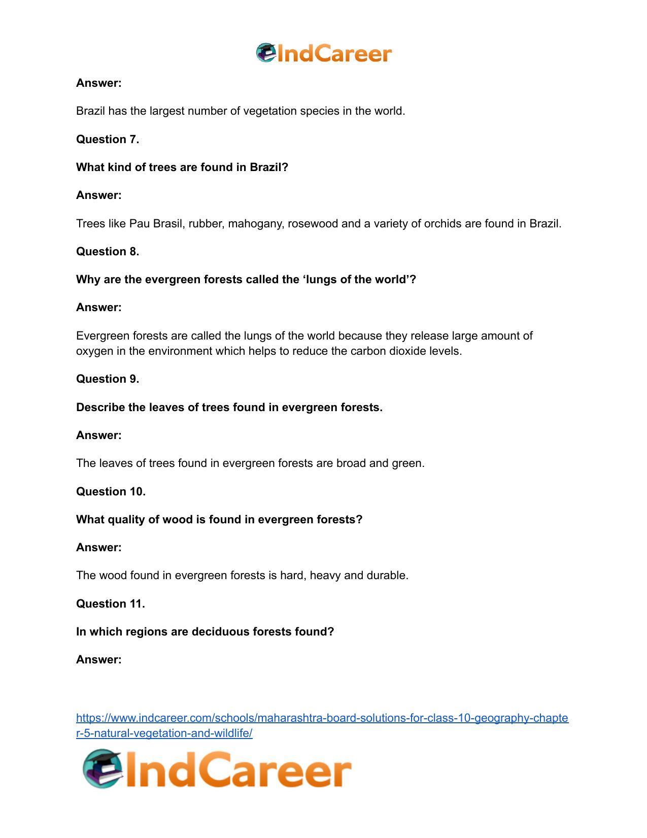 Maharashtra Board Solutions for Class 10- Geography: Chapter 5- Natural Vegetation and Wildlife - Page 37