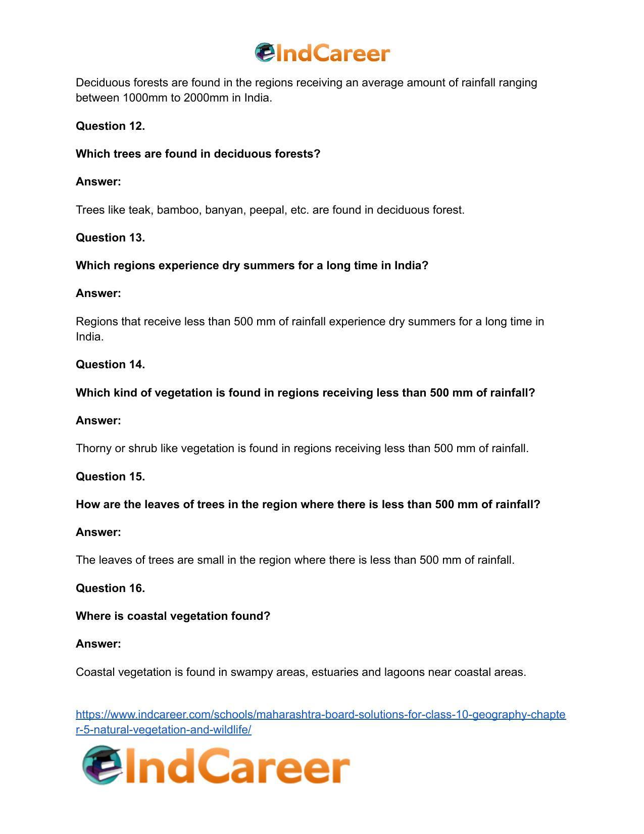 Maharashtra Board Solutions for Class 10- Geography: Chapter 5- Natural Vegetation and Wildlife - Page 38