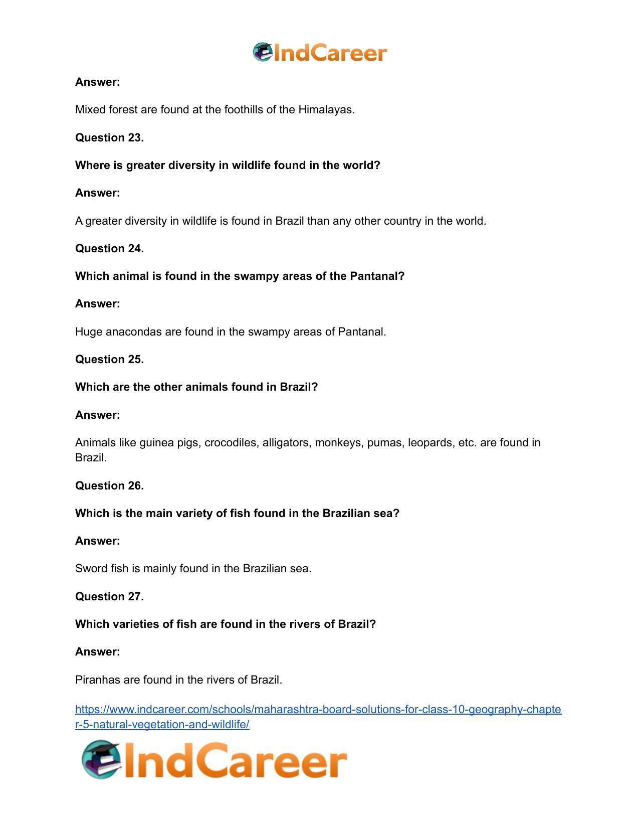 Maharashtra Board Solutions for Class 10- Geography: Chapter 5- Natural Vegetation and Wildlife - Page 40