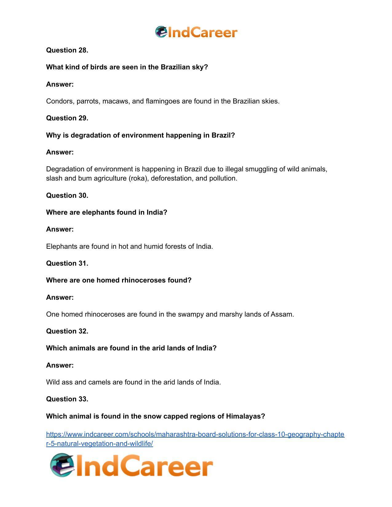 Maharashtra Board Solutions for Class 10- Geography: Chapter 5- Natural Vegetation and Wildlife - Page 41