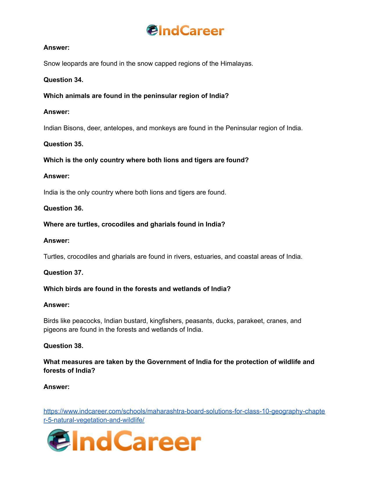 Maharashtra Board Solutions for Class 10- Geography: Chapter 5- Natural Vegetation and Wildlife - Page 42