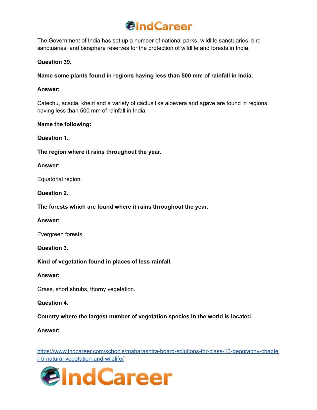 Maharashtra Board Solutions for Class 10- Geography: Chapter 5- Natural Vegetation and Wildlife - Page 43