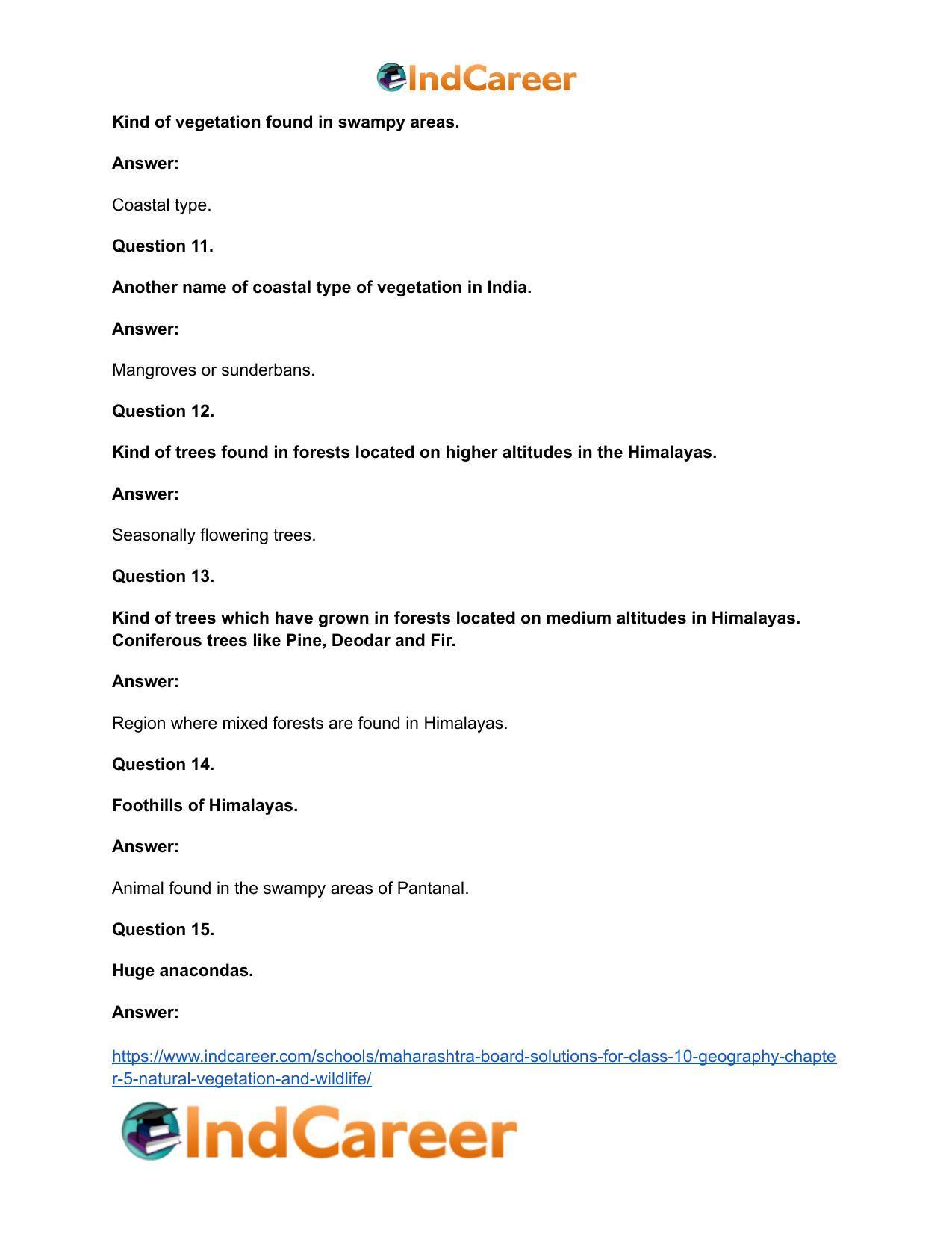 Maharashtra Board Solutions for Class 10- Geography: Chapter 5- Natural Vegetation and Wildlife - Page 45