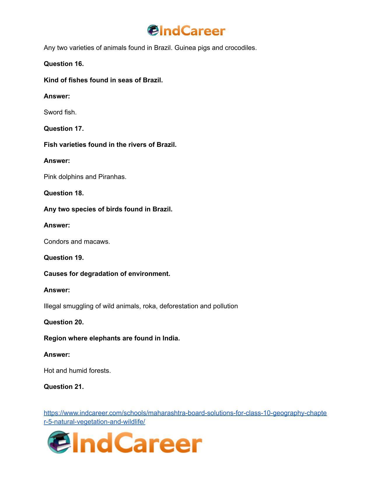 Maharashtra Board Solutions for Class 10- Geography: Chapter 5- Natural Vegetation and Wildlife - Page 46