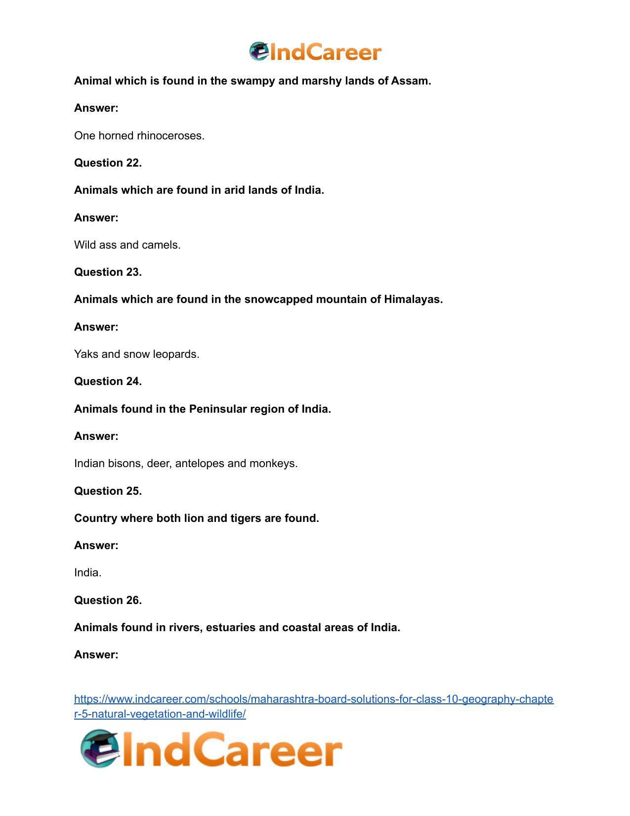 Maharashtra Board Solutions for Class 10- Geography: Chapter 5- Natural Vegetation and Wildlife - Page 47