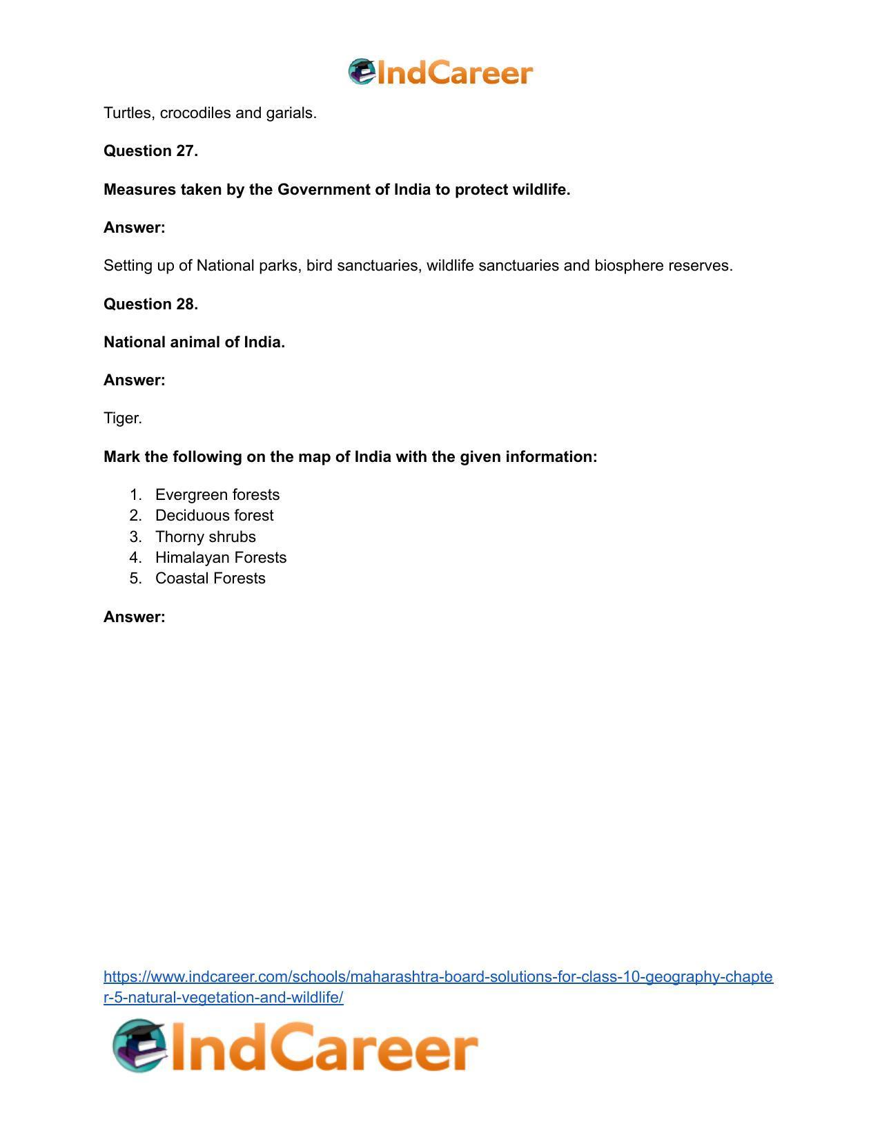 Maharashtra Board Solutions for Class 10- Geography: Chapter 5- Natural Vegetation and Wildlife - Page 48