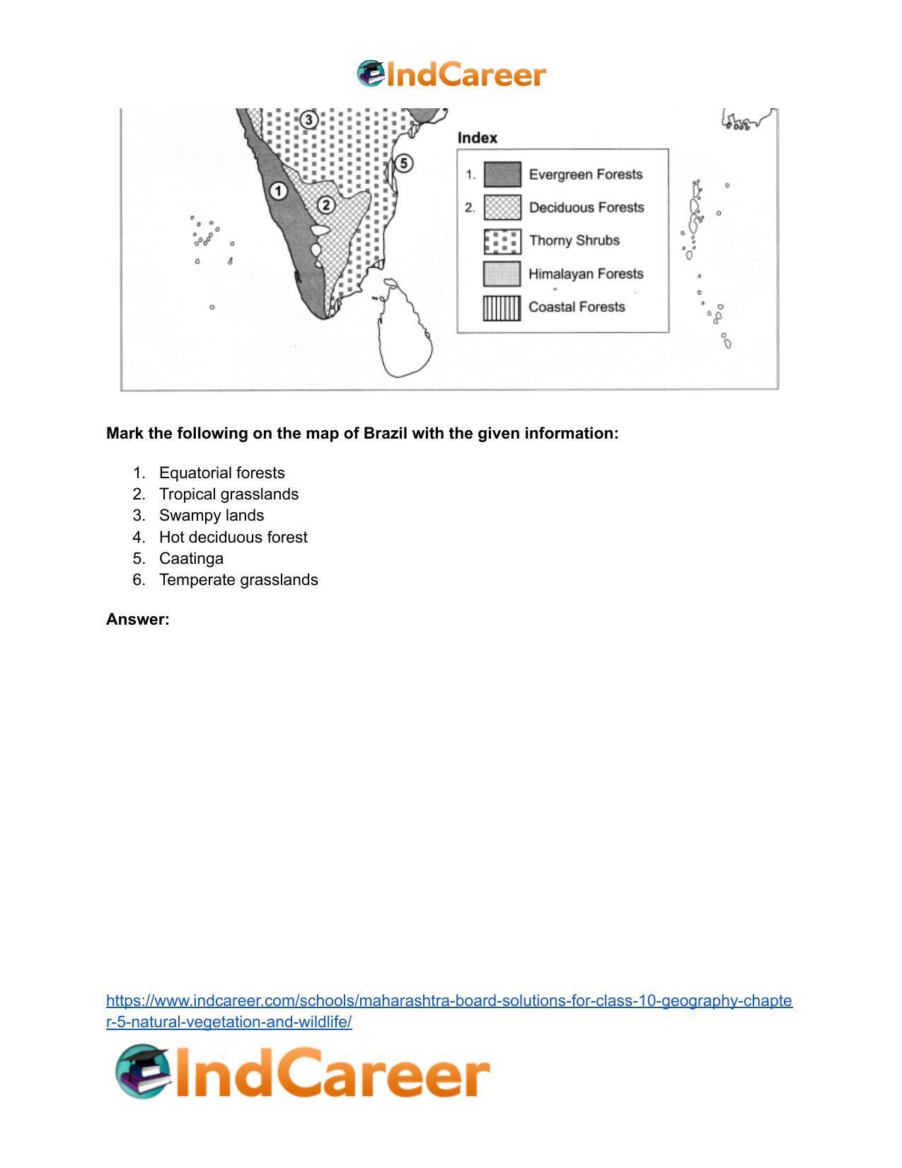 Maharashtra Board Solutions for Class 10- Geography: Chapter 5- Natural Vegetation and Wildlife - Page 50