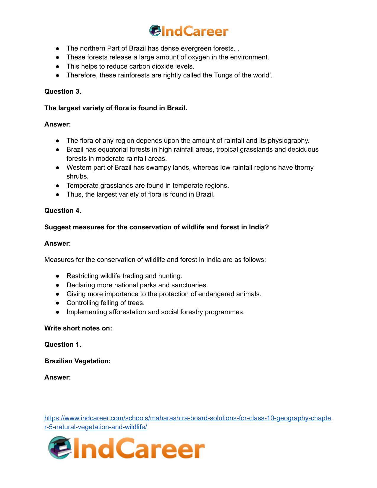 Maharashtra Board Solutions for Class 10- Geography: Chapter 5- Natural Vegetation and Wildlife - Page 54