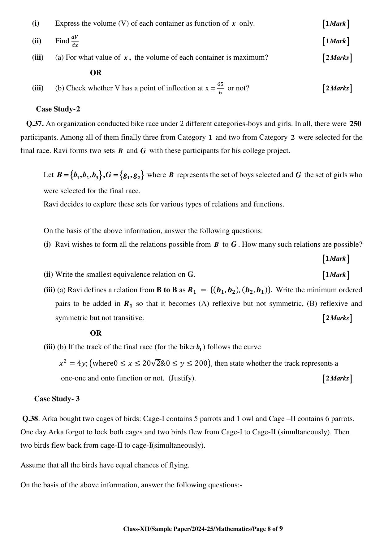 CBSE Class 12 Mathematics Sample Question Paper 2024-25 - Page 8