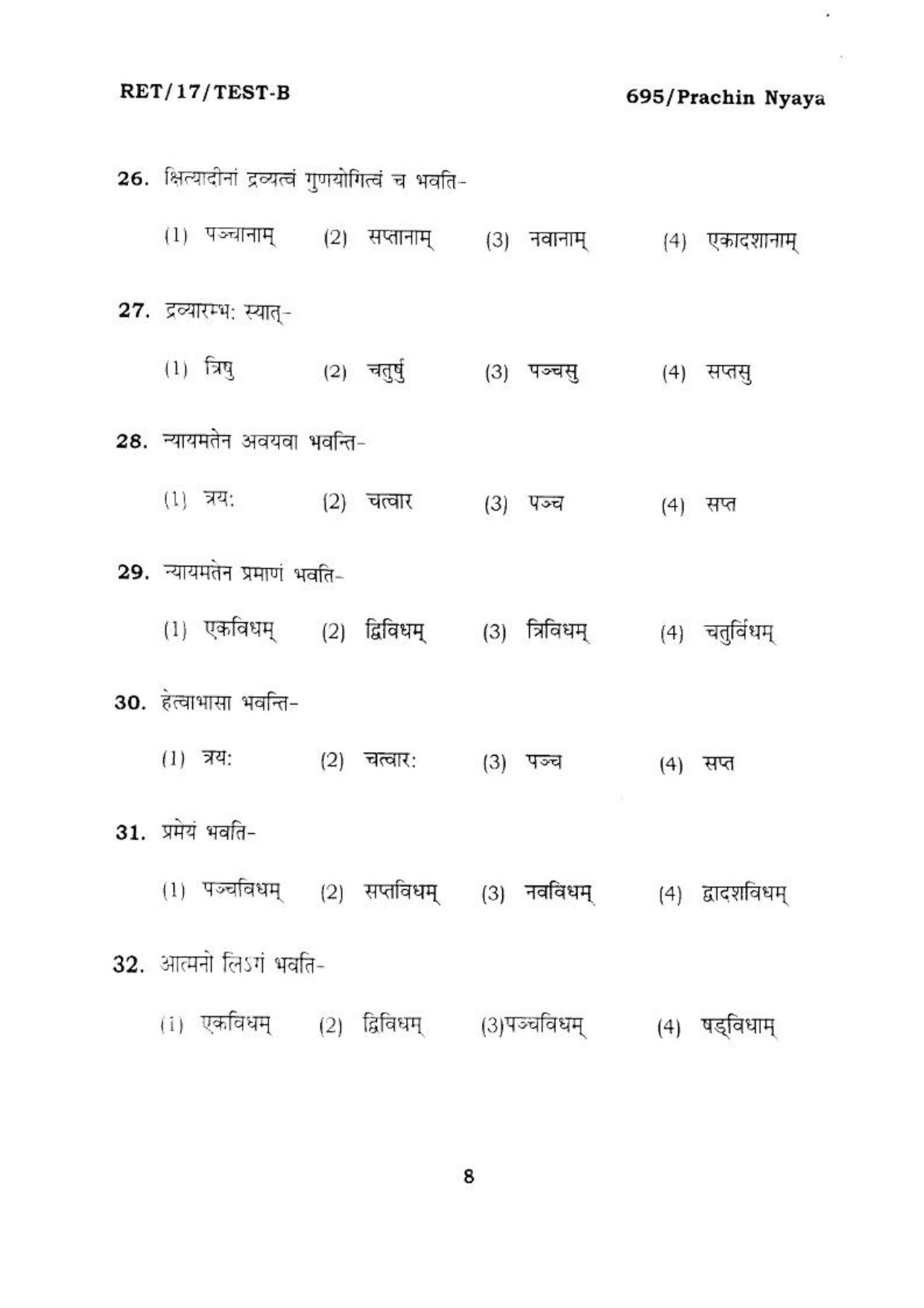 BHU RET PRACHIN NYAYA 2017 Question Paper - Page 9