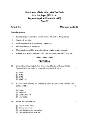 Edudel Class 11 Engineering Graphics Practice Papers-1 (2023-24)