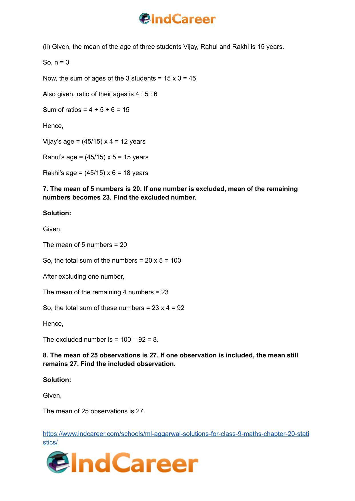 ML Aggarwal Solutions for Class 9 Maths Chapter 20- Statistics - Page 5