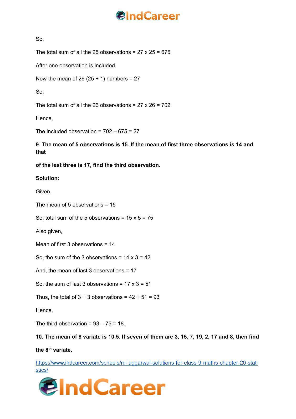 ML Aggarwal Solutions for Class 9 Maths Chapter 20- Statistics - Page 6