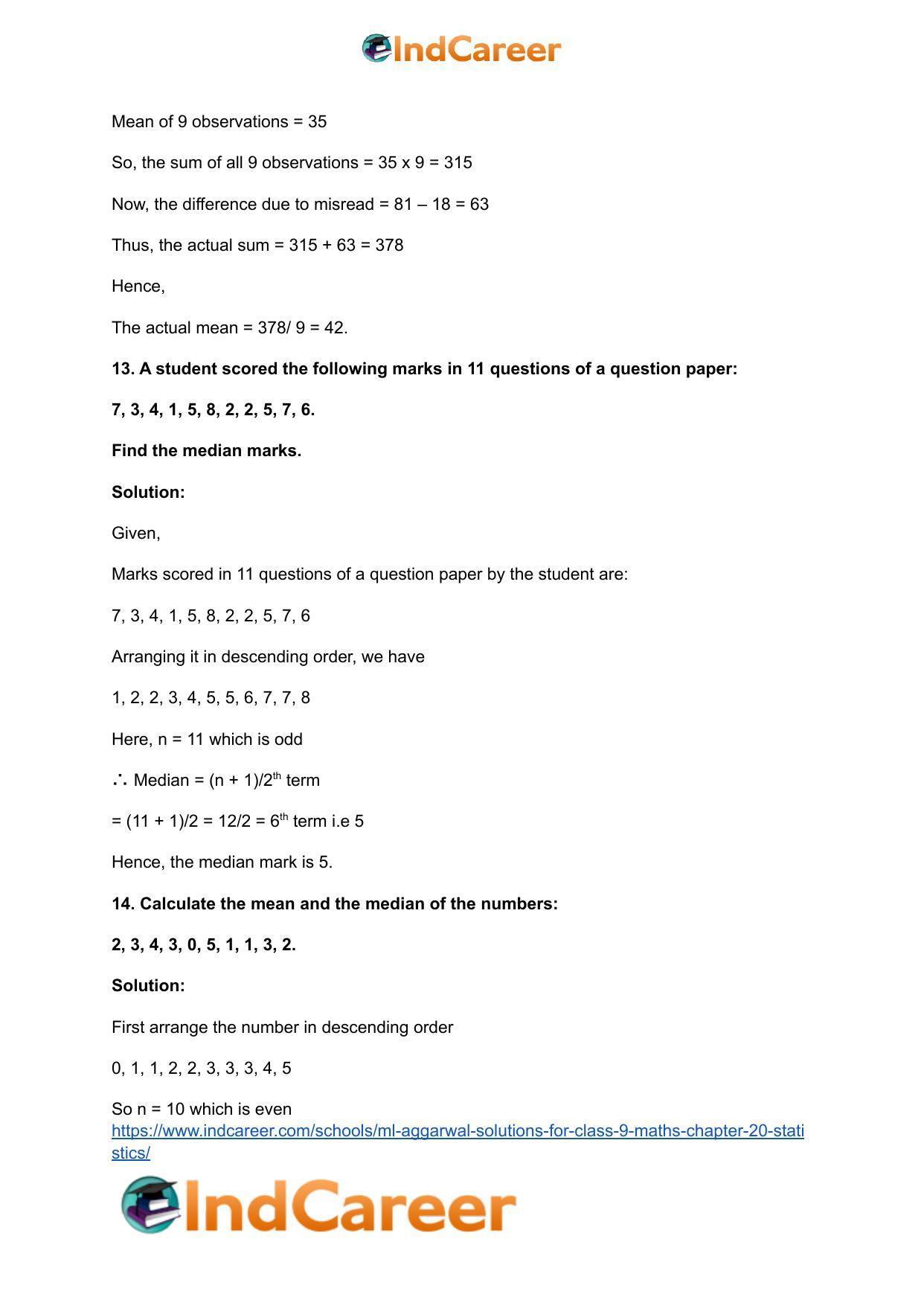 ML Aggarwal Solutions for Class 9 Maths Chapter 20- Statistics - Page 8