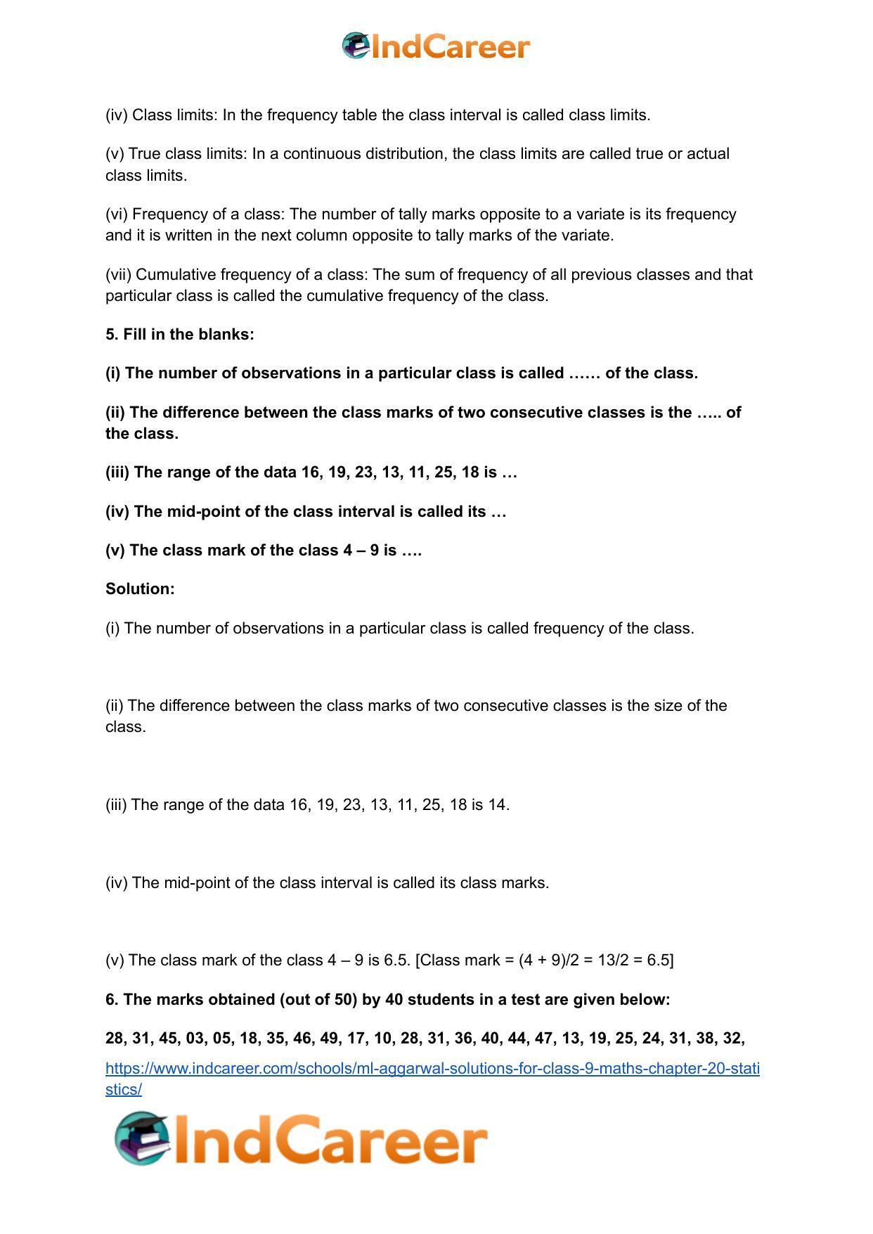 ML Aggarwal Solutions for Class 9 Maths Chapter 20- Statistics - Page 15