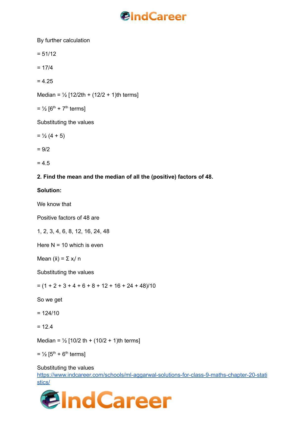 ML Aggarwal Solutions for Class 9 Maths Chapter 20- Statistics - Page 46