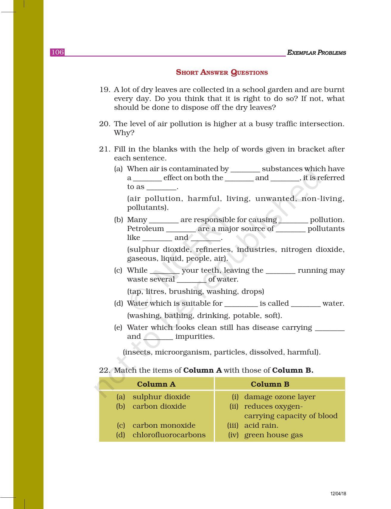 NCERT Exemplar Book for Class 8 Science: Chapter 18- Pollution of Air and Water - Page 3