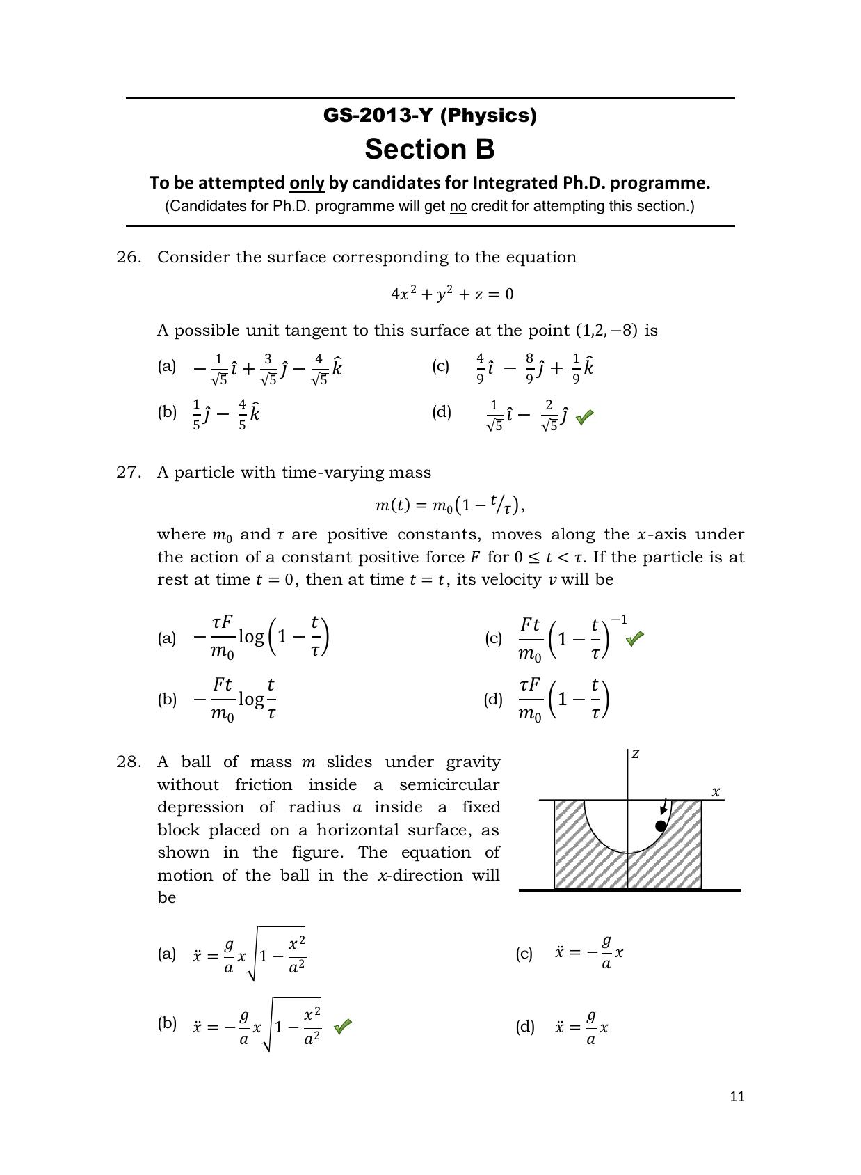 TIFR GS 2013 Physics Y Question Paper - Page 12