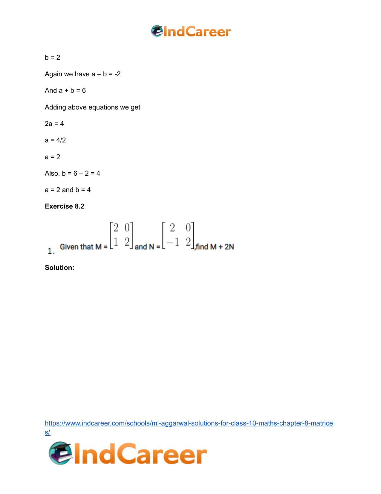 ML Aggarwal Solutions for Class 10 Maths Chapter 8- Matrices - Page 11