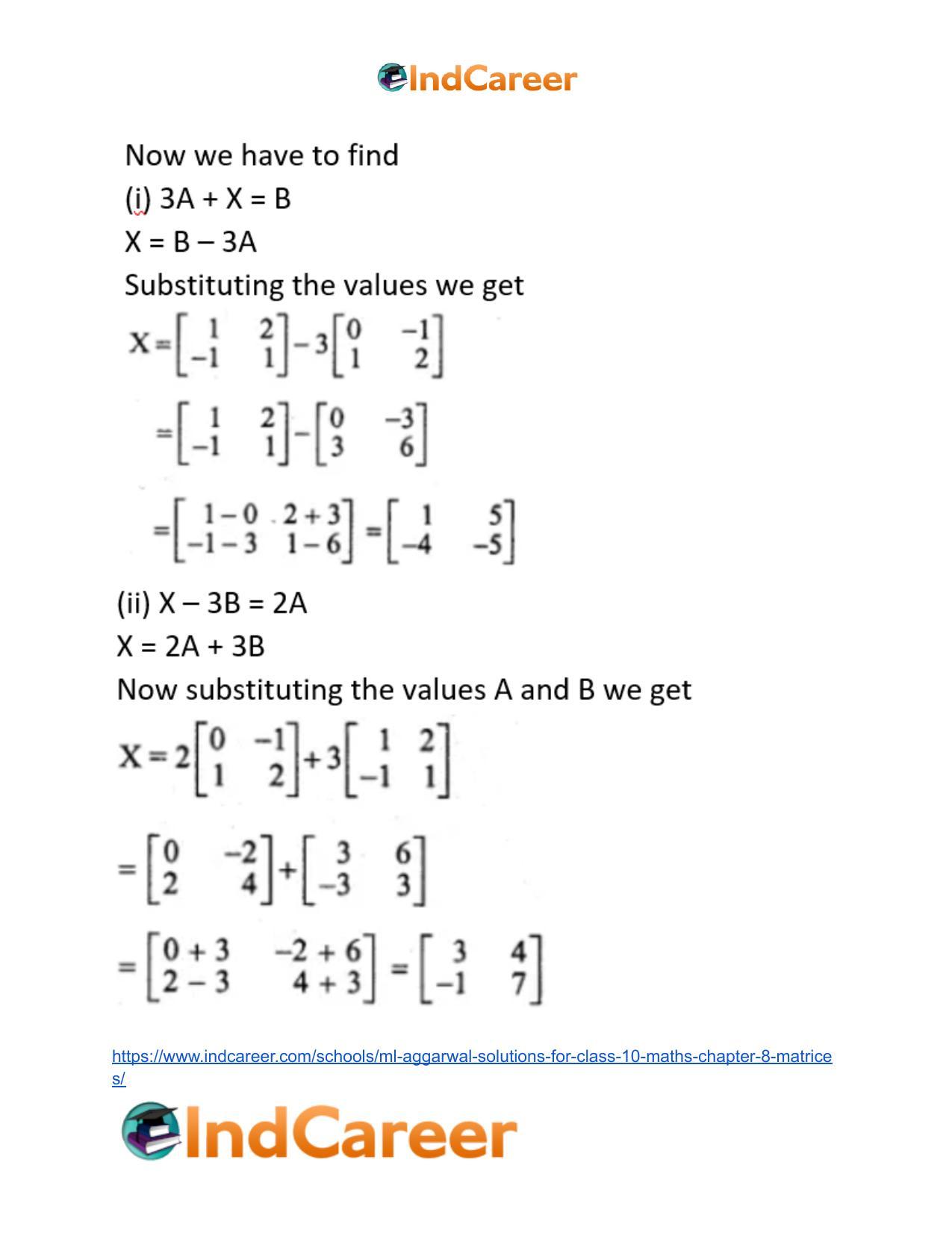 ML Aggarwal Solutions for Class 10 Maths Chapter 8- Matrices - Page 17